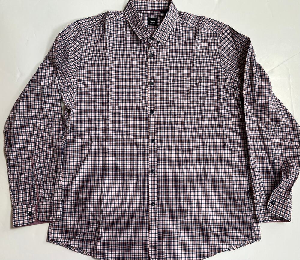 Boss Hugo Boss Men’s Button Down Designer Shirt Multicolor Plaid Size XL